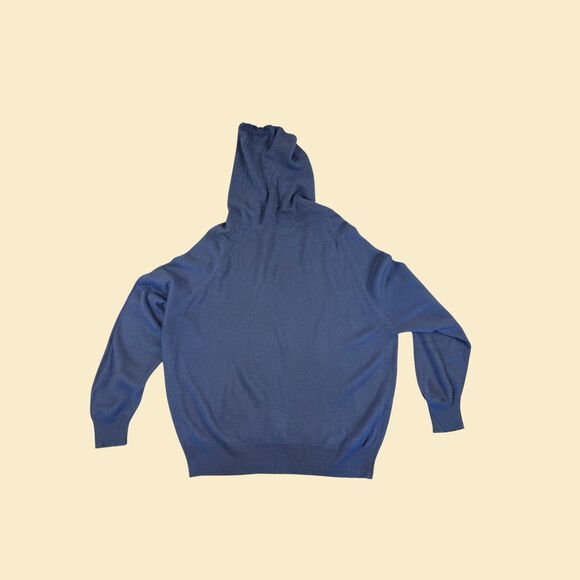 70s/80s Ellen B turtleneck pullover, size 44 vintage blue knit shirtsweater - Picture 5 of 8